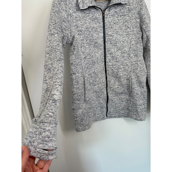 Thread & Supply Full Zip Up Jacket Women's‎ S Blue/Gray Knit Thumb Hole Pockets - Picture 3 of 10